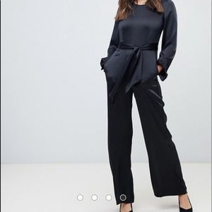 Closet London Puff Sleeve Jumpsuit -black Sz 10